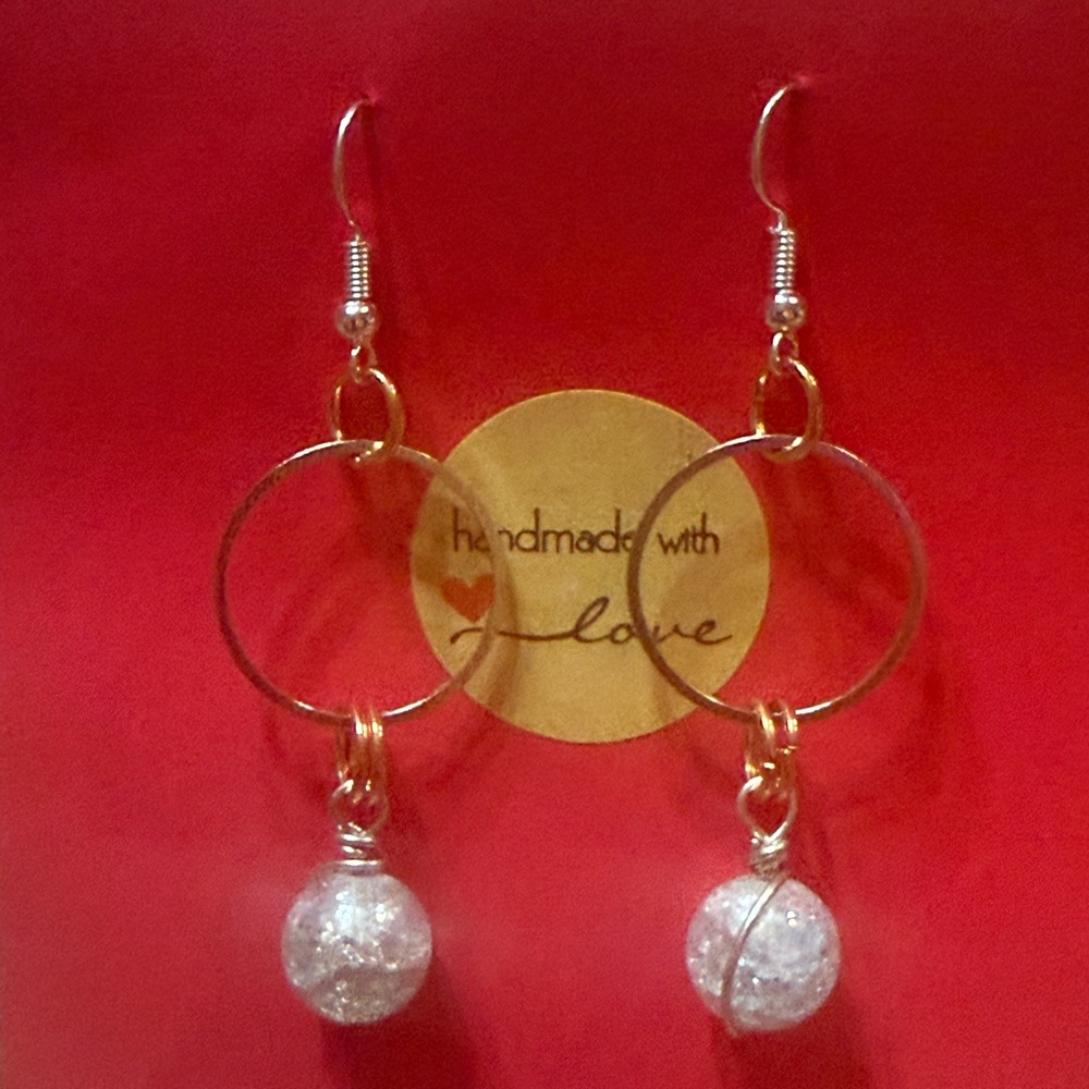 🌸4 for $10 New Handmade Silver & White StoneDangle Earrings